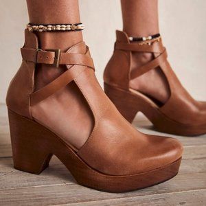 Tan/Brown Free People Platform Clog Mary Jane Shoes SZ 10, SZ 41